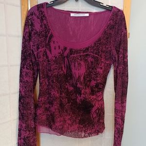 Diane vonFurstenberg fuchsia and black Velvet burnt top.